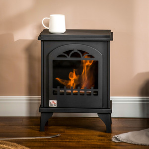 Electric Fireplace Heater Black Stove with LED Flame Effect Freestanding